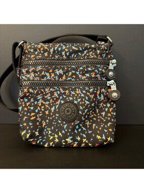 Kipling Crossbody Bag With Multicolor Print Adjustable Strap & Multiple Zipper C